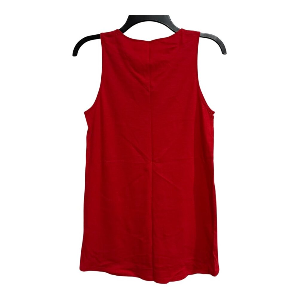 🌼 Sonoma Life + Style Red Embroidered Sleeveless High-Low Tank Top Blouse - Picture 4 of 5
